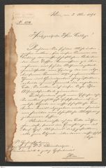Nachlass Franz Steindachner, Brief von der Kais. Akademie der Wissenschaften, Sekretär der mathem.- naturwiss. Classe an Franz Steindachner (02.05.1891), Inv.Nr. 4.03, Seite 1